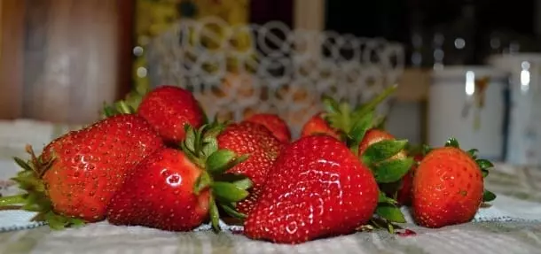 Home grown ripe strawberries 