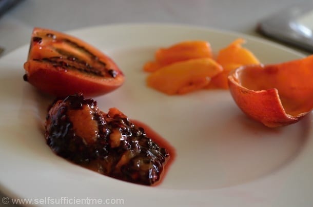 De-seed tamarillo and scoop out pulp