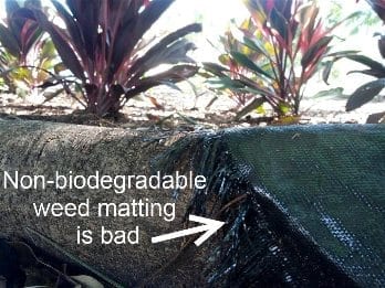 Non-biodegradable weed matting breaks down into harmful plastic strands